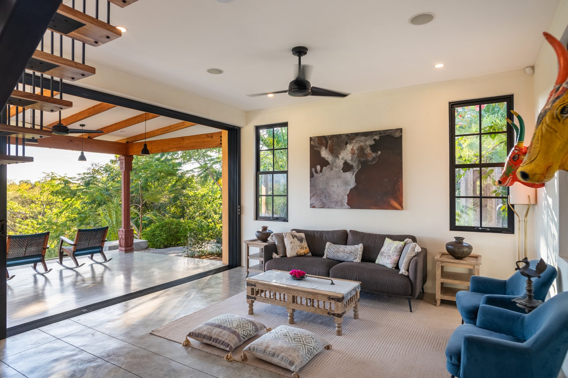 Living room with terrace — The Sanctuary Estate, Nosara, Costa Rica