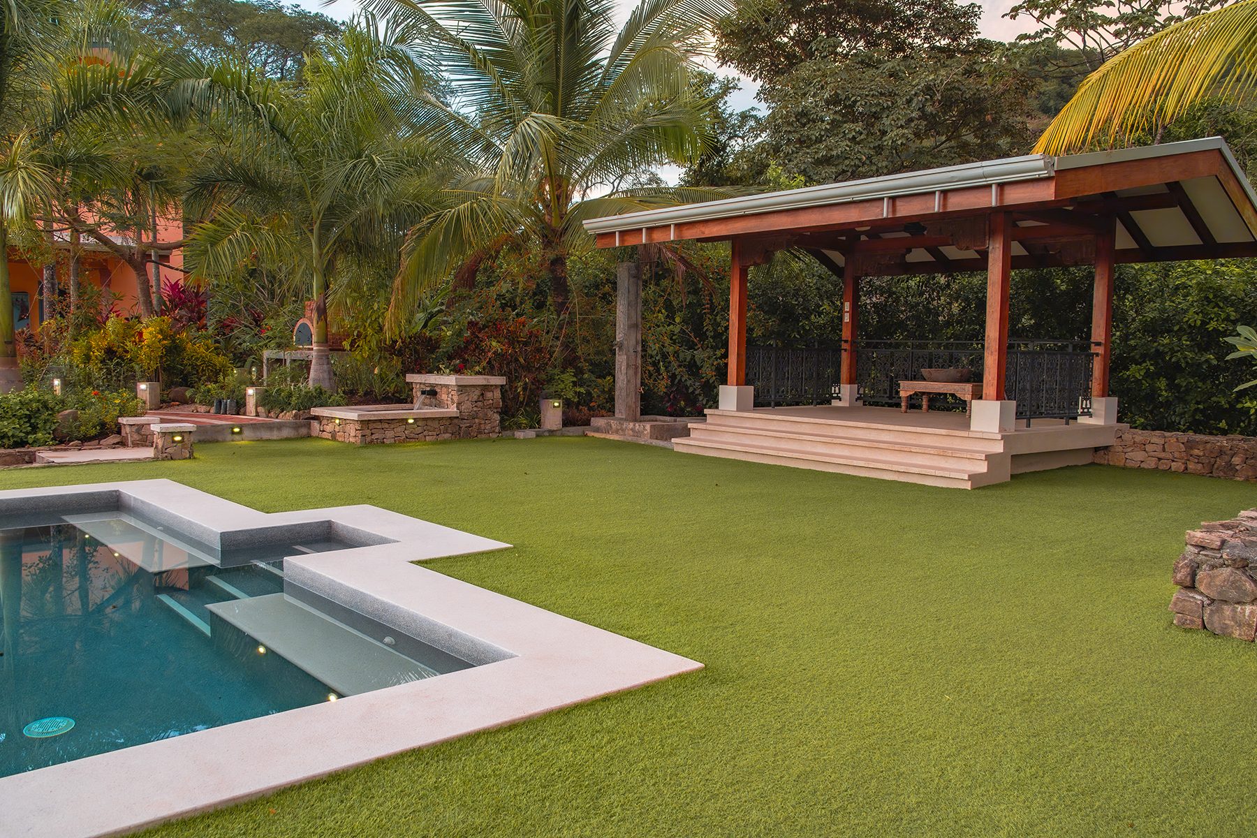 Poolside pavilion garden — The Sanctuary Estate, Nosara, Costa Rica