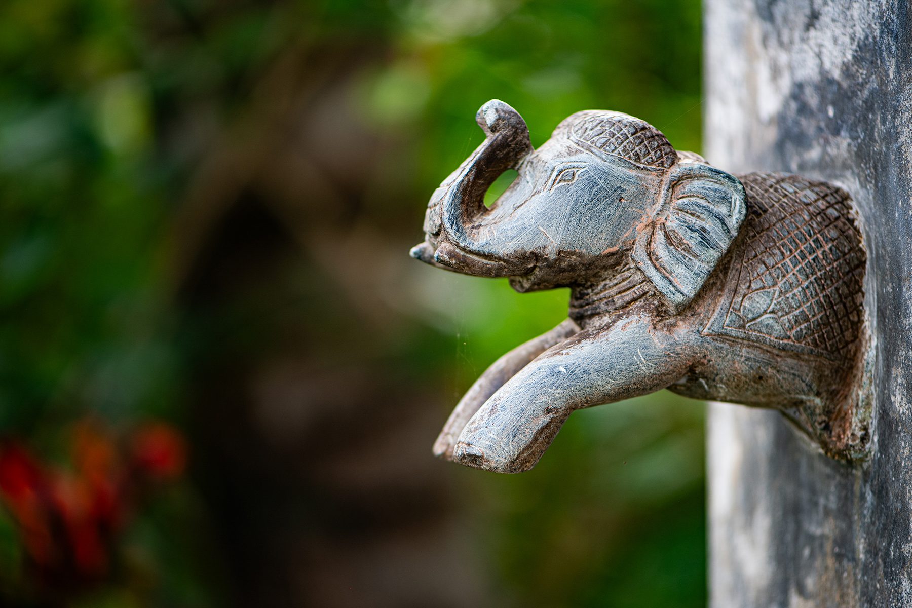 Hand carved elephant fountain — The Sanctuary Estate, Nosara, Costa Rica